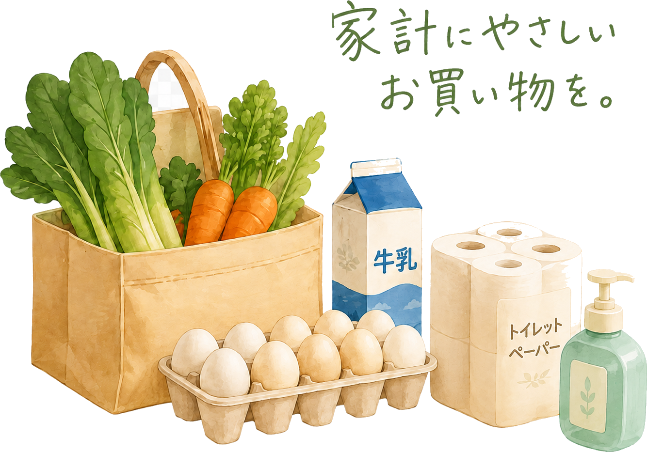 エコバッグに入った食品・日用品
